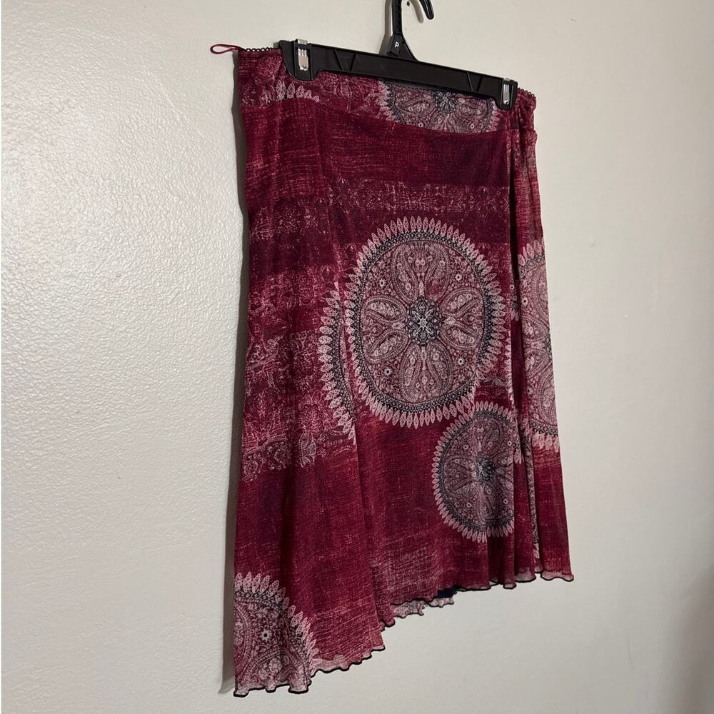 Women's Size M Grayson Y2K Vintage Red Boho Mandala Pattern Above the Knee Skirt